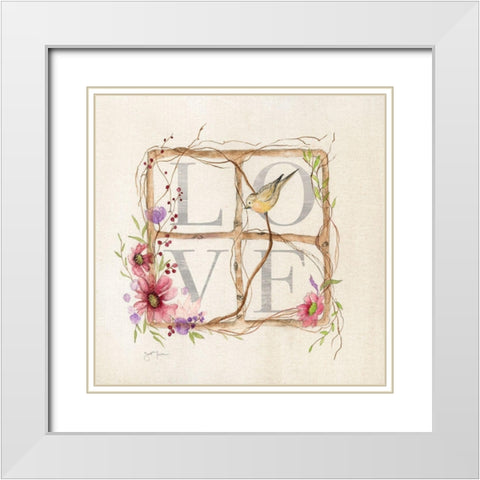 Spring Love White Modern Wood Framed Art Print with Double Matting by Tava Studios
