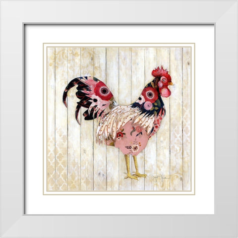 Pecking Order I White Modern Wood Framed Art Print with Double Matting by Tava Studios
