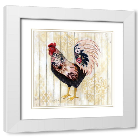 Pecking Order II White Modern Wood Framed Art Print with Double Matting by Tava Studios