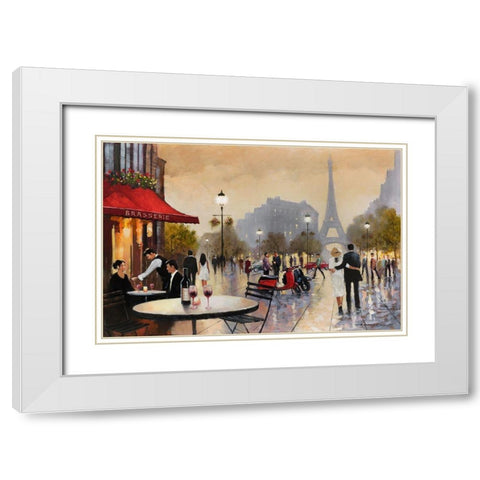 Paris Stroll White Modern Wood Framed Art Print with Double Matting by Orme, E. Anthony