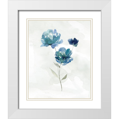 Blue Botanical I White Modern Wood Framed Art Print with Double Matting by Robinson, Carol