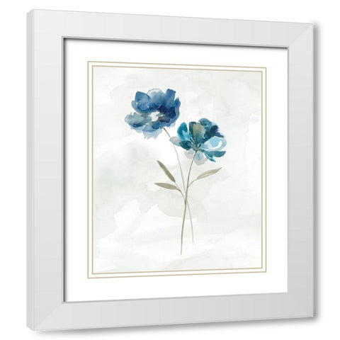 Blue Botanical II White Modern Wood Framed Art Print with Double Matting by Robinson, Carol