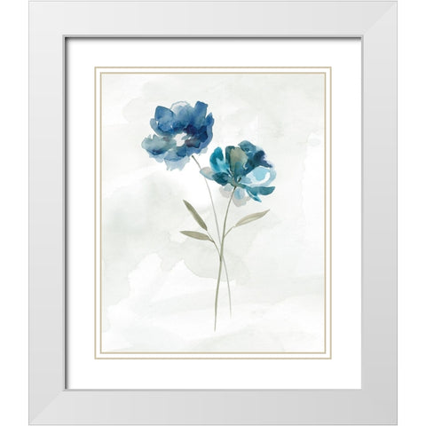 Blue Botanical II White Modern Wood Framed Art Print with Double Matting by Robinson, Carol