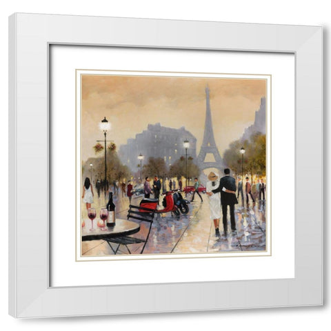 Paris Twilight White Modern Wood Framed Art Print with Double Matting by Orme, E. Anthony