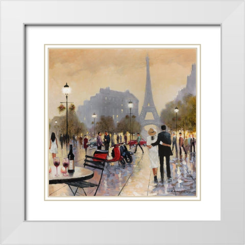 Paris Twilight White Modern Wood Framed Art Print with Double Matting by Orme, E. Anthony