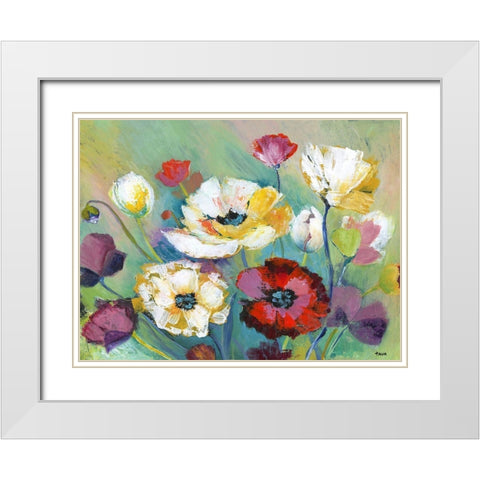 Alexs Garden White Modern Wood Framed Art Print with Double Matting by Tava Studios