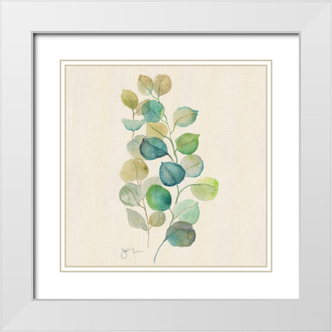 Eucalyptus II White Modern Wood Framed Art Print with Double Matting by Tava Studios