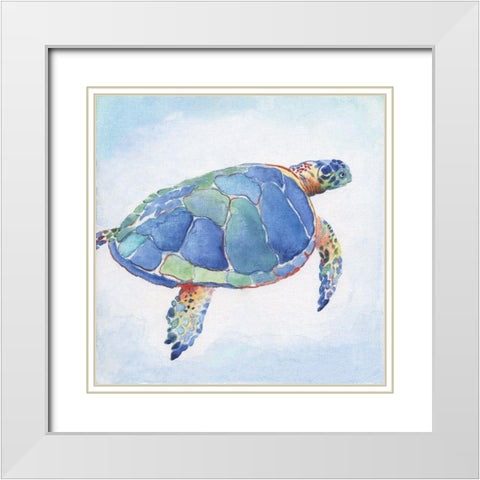 Galapagos Sea Turtle I White Modern Wood Framed Art Print with Double Matting by Tava Studios