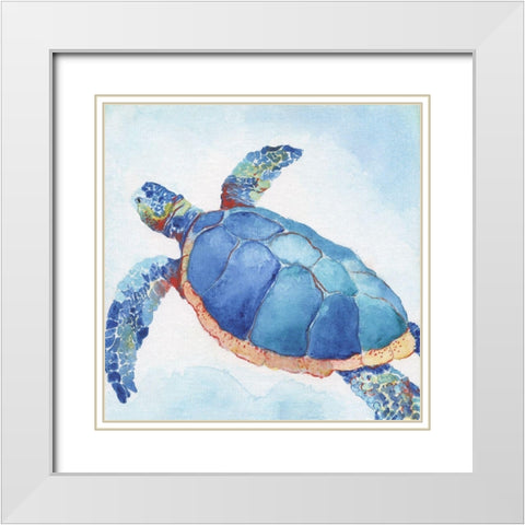 Galapagos Sea Turtle II White Modern Wood Framed Art Print with Double Matting by Tava Studios
