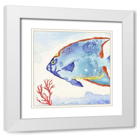 Galapagos Fish II White Modern Wood Framed Art Print with Double Matting by Tava Studios