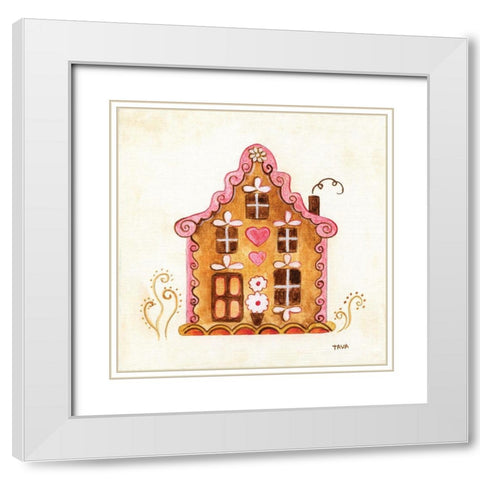 Gingerbread House I White Modern Wood Framed Art Print with Double Matting by Tava Studios