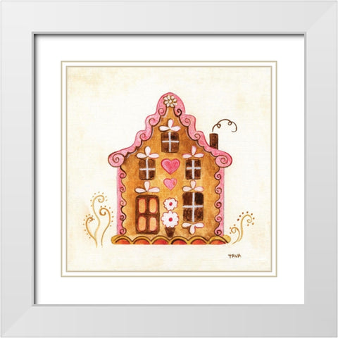 Gingerbread House I White Modern Wood Framed Art Print with Double Matting by Tava Studios