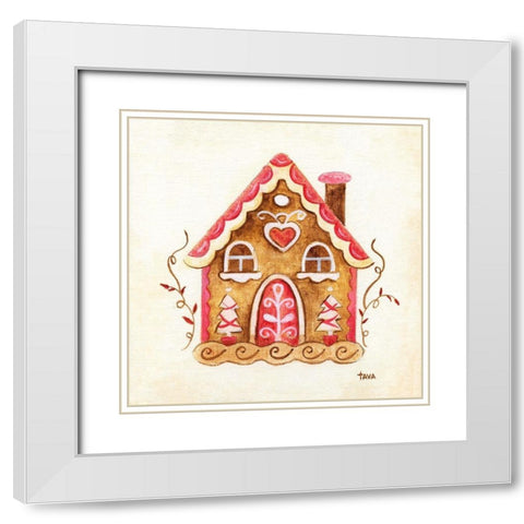 Gingerbread House III White Modern Wood Framed Art Print with Double Matting by Tava Studios