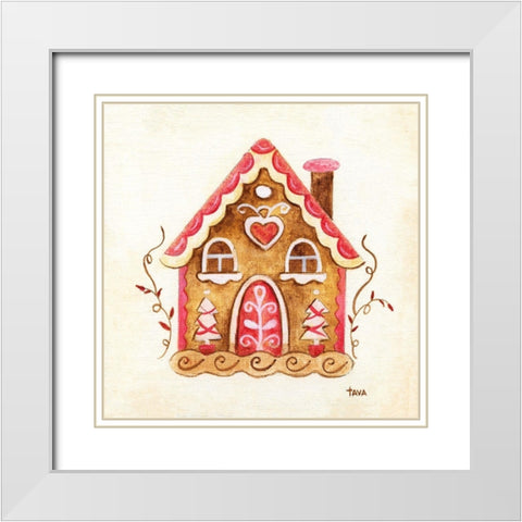 Gingerbread House III White Modern Wood Framed Art Print with Double Matting by Tava Studios