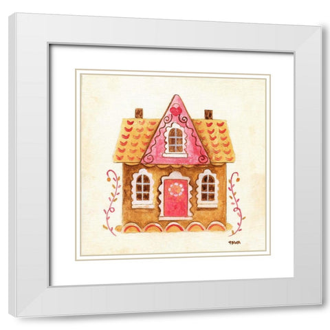 Gingerbread House IV White Modern Wood Framed Art Print with Double Matting by Tava Studios