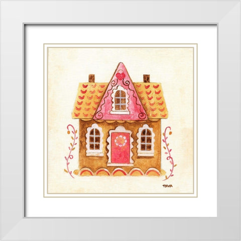 Gingerbread House IV White Modern Wood Framed Art Print with Double Matting by Tava Studios