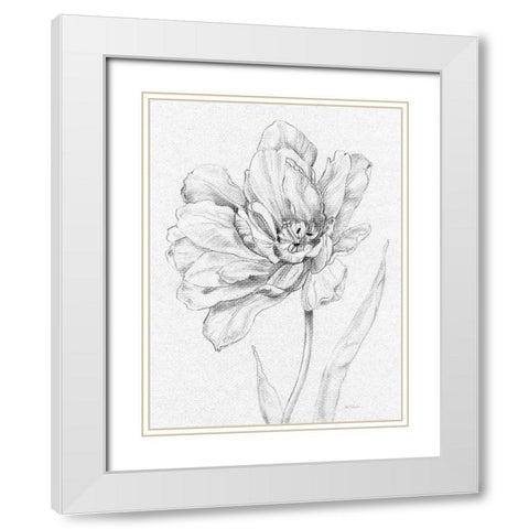 Tulip Sketch White Modern Wood Framed Art Print with Double Matting by Robinson, Carol