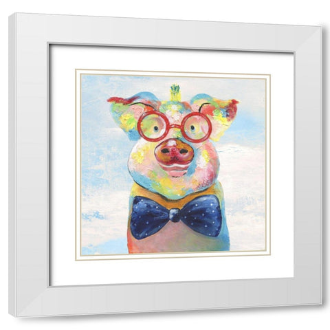 Groovy Pig and Sky White Modern Wood Framed Art Print with Double Matting by Tava Studios