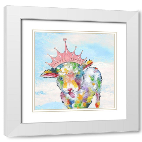 Groovy Sheep and Sky White Modern Wood Framed Art Print with Double Matting by Tava Studios