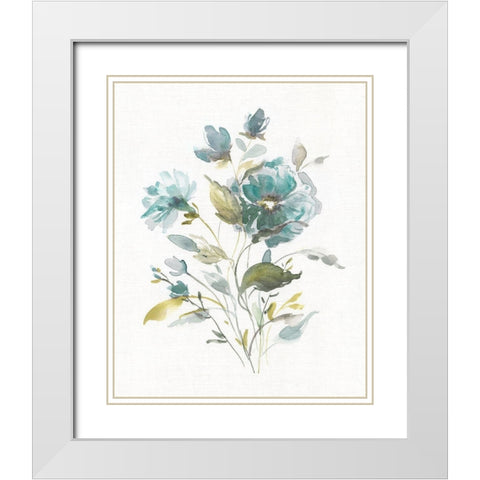 Linen Botanical I White Modern Wood Framed Art Print with Double Matting by Robinson, Carol