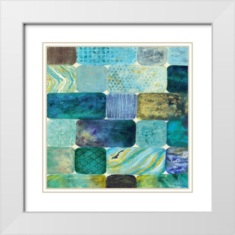 Arranging Sea Glass White Modern Wood Framed Art Print with Double Matting by Tava Studios