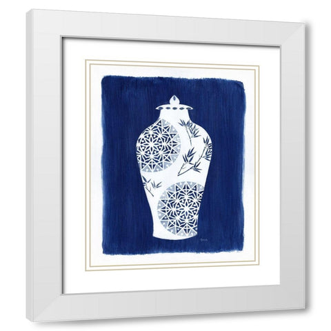 Sapphire Urn II White Modern Wood Framed Art Print with Double Matting by Tava Studios