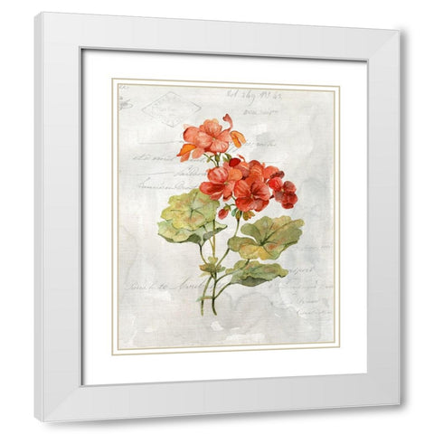 Linen Geranium White Modern Wood Framed Art Print with Double Matting by Robinson, Carol