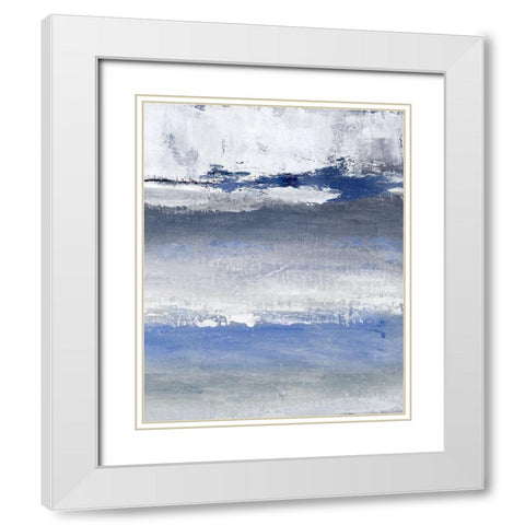 Soft Solace Indigo White Modern Wood Framed Art Print with Double Matting by Tava Studios