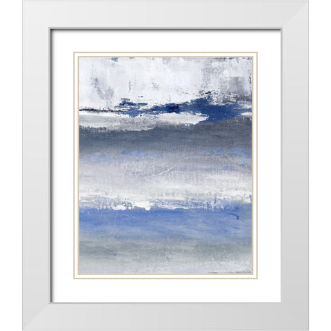 Soft Solace Indigo White Modern Wood Framed Art Print with Double Matting by Tava Studios