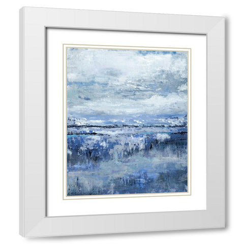 Coastal Indigo White Modern Wood Framed Art Print with Double Matting by Tava Studios