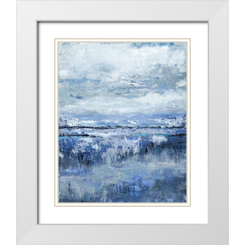 Coastal Indigo White Modern Wood Framed Art Print with Double Matting by Tava Studios