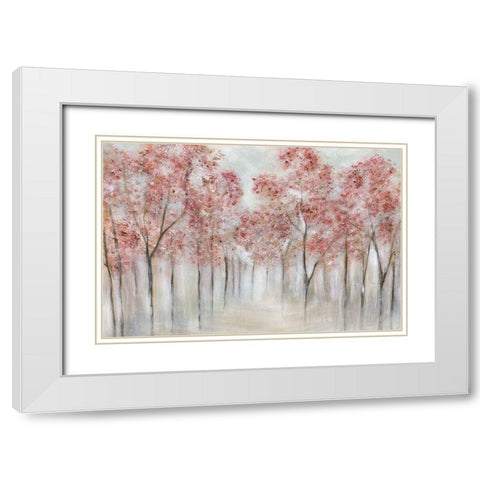 Blushing Spring White Modern Wood Framed Art Print with Double Matting by Tava Studios