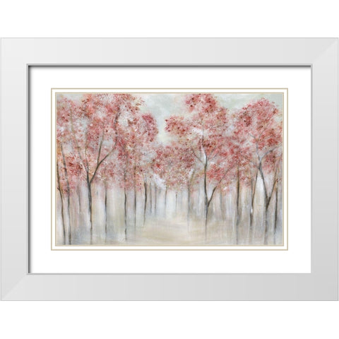 Blushing Spring White Modern Wood Framed Art Print with Double Matting by Tava Studios