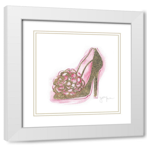 Golden Shoe II White Modern Wood Framed Art Print with Double Matting by Tava Studios