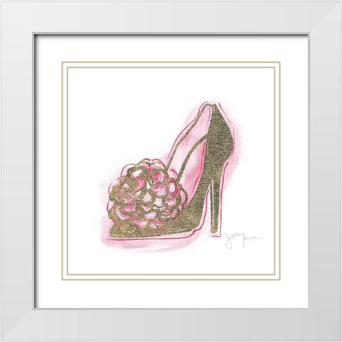 Golden Shoe II White Modern Wood Framed Art Print with Double Matting by Tava Studios