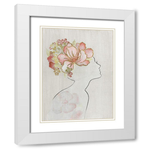 Fashion Floral Silhouette I White Modern Wood Framed Art Print with Double Matting by Tava Studios