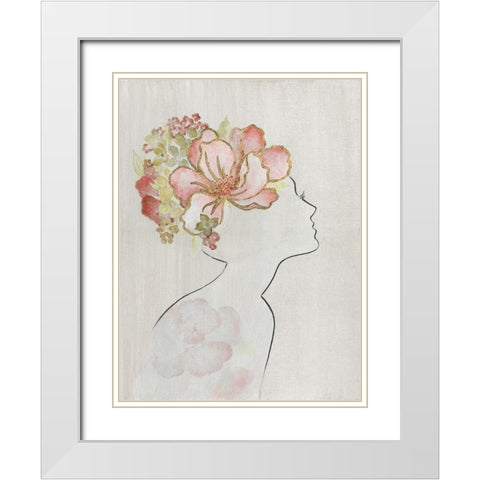 Fashion Floral Silhouette I White Modern Wood Framed Art Print with Double Matting by Tava Studios