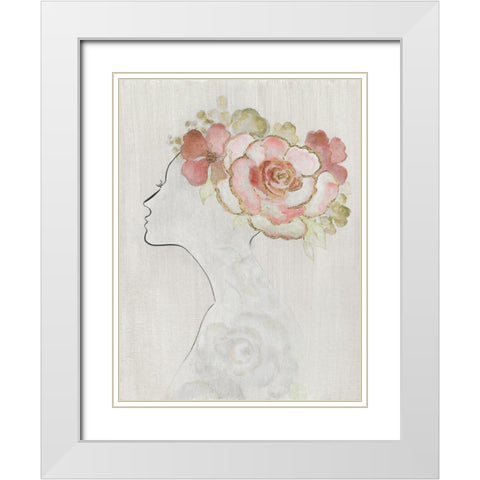 Fashion Floral Silhouette II White Modern Wood Framed Art Print with Double Matting by Tava Studios