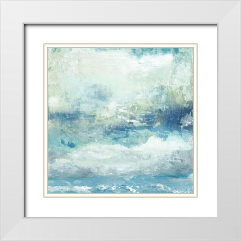 Topaz Cloudscape White Modern Wood Framed Art Print with Double Matting by Tava Studios