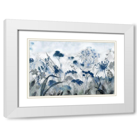 Inky Indigo White Modern Wood Framed Art Print with Double Matting by Tava Studios