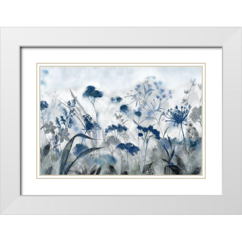 Inky Indigo White Modern Wood Framed Art Print with Double Matting by Tava Studios