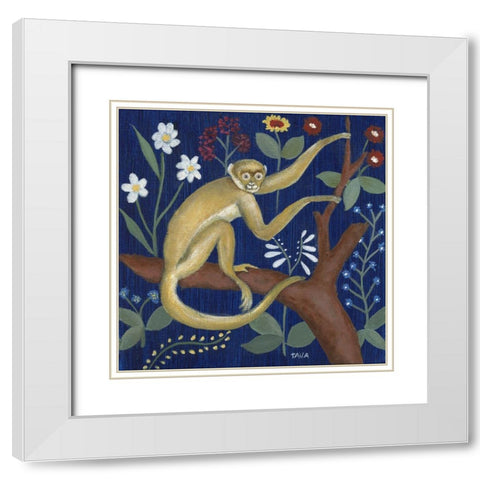 Venezia Garden Monkey II White Modern Wood Framed Art Print with Double Matting by Tava Studios