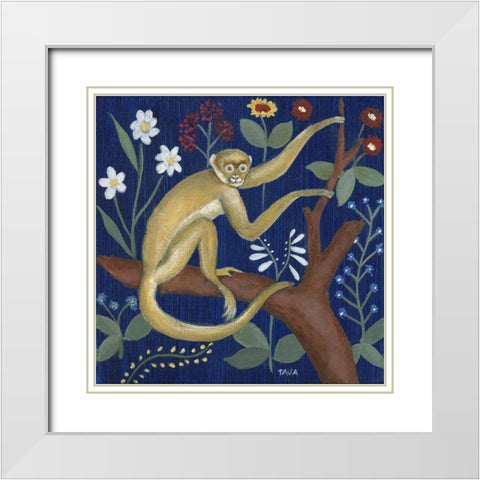 Venezia Garden Monkey II White Modern Wood Framed Art Print with Double Matting by Tava Studios