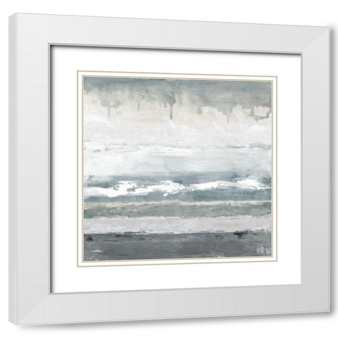 Soft Bay II White Modern Wood Framed Art Print with Double Matting by Tava Studios
