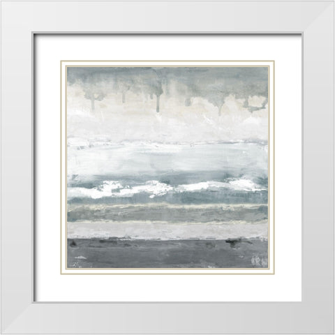Soft Bay II White Modern Wood Framed Art Print with Double Matting by Tava Studios