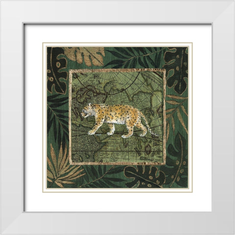 Jungle Leopard White Modern Wood Framed Art Print with Double Matting by Tava Studios