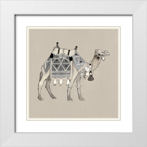 Exotic Camel I White Modern Wood Framed Art Print with Double Matting by Tava Studios