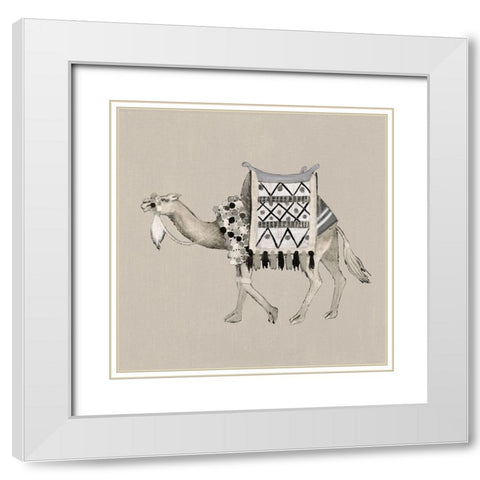 Exotic Camel II White Modern Wood Framed Art Print with Double Matting by Tava Studios