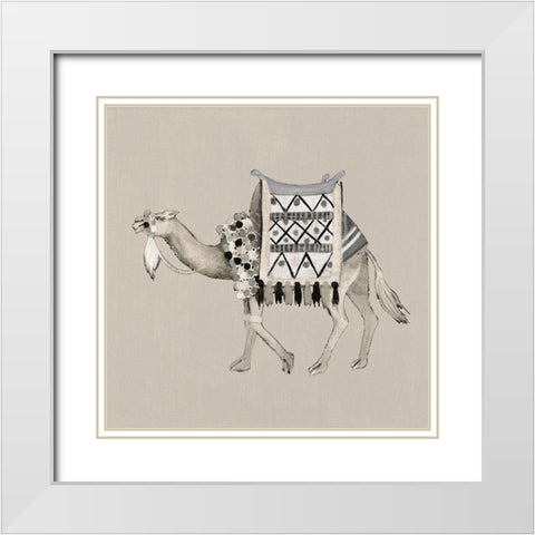 Exotic Camel II White Modern Wood Framed Art Print with Double Matting by Tava Studios