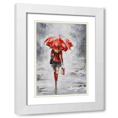 City in the Rain I White Modern Wood Framed Art Print with Double Matting by Kowalik, Jolanta